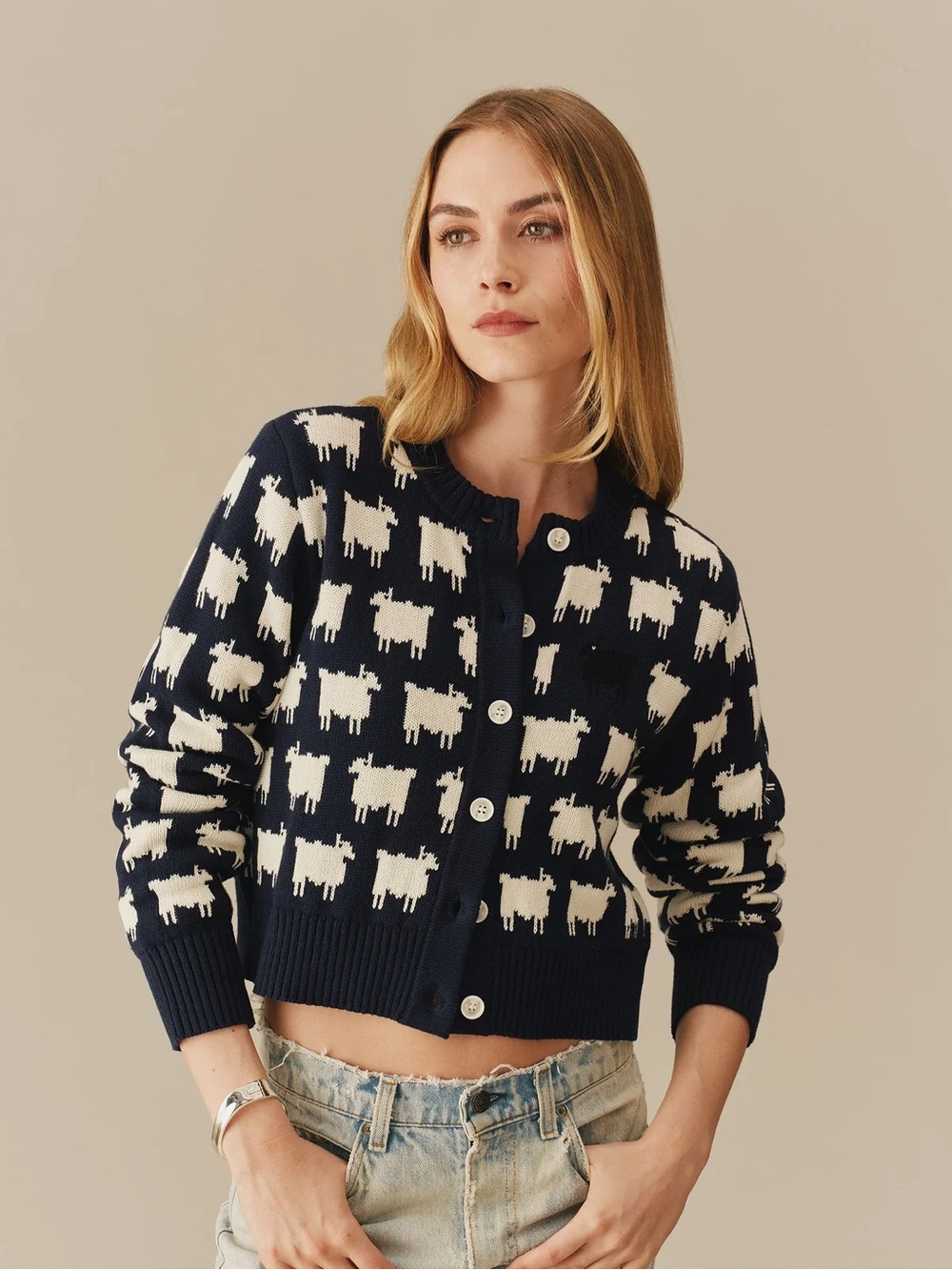 Rowing Blazers Cotton Cropped Sheep Cardigan Navy new nvr worn sz lrg! Offer!